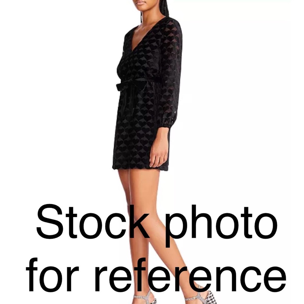 Betsey Johnson Black Velvet Heart Pattern Mini Dress Medium - Picture 2 of 7